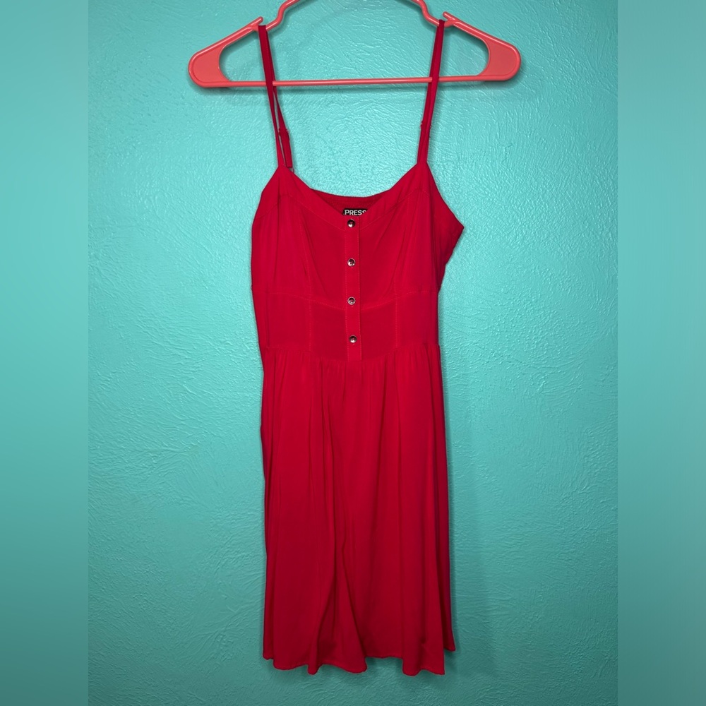 Express Red Mini Pocket Dress Henley Summer